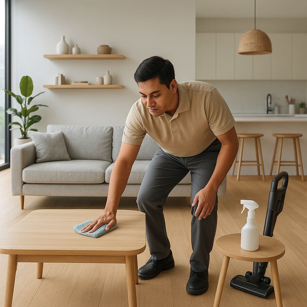 Reinigung in modernem Apartment